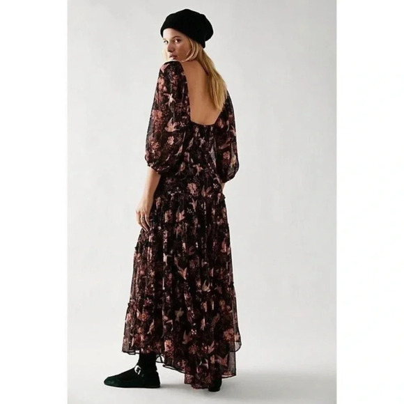 New Free People Youre A Jewel Maxi Dress Printed Floral Summer Long Sleeve - Picture 4 of 13